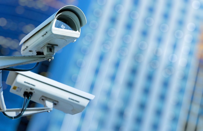 CCTV cameras mounted on a commercial building in Melbourne.