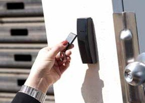 Bosch access control with key card verification.